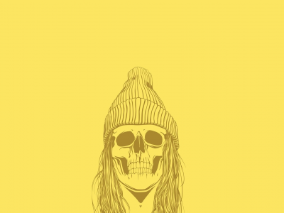 minimalism, минимализм, yellow, art, skull, волосы, шапка, череп, арт