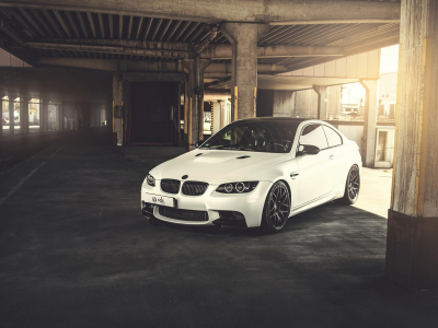 BMW, M3, E92, white, front, бмв, белый, бетоные опоры