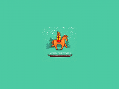 ёлочки, лошадь, снег, новый год, подарки, рождество