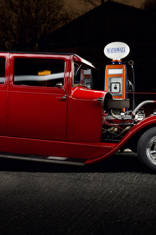 red ford, hot rod, форд, car
