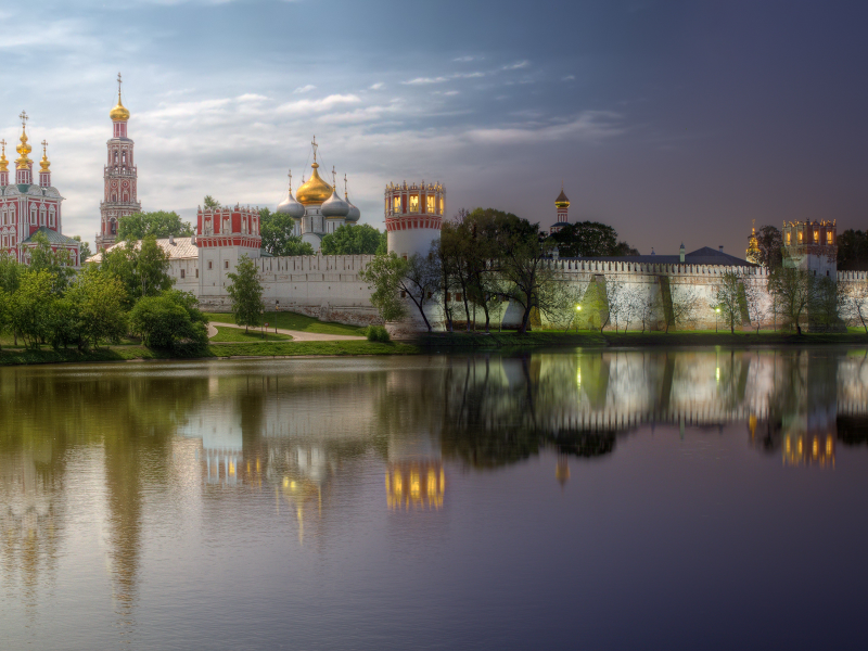 город, Москва, Новодевичий Богородице-Смоленский монастырь, день, вечер