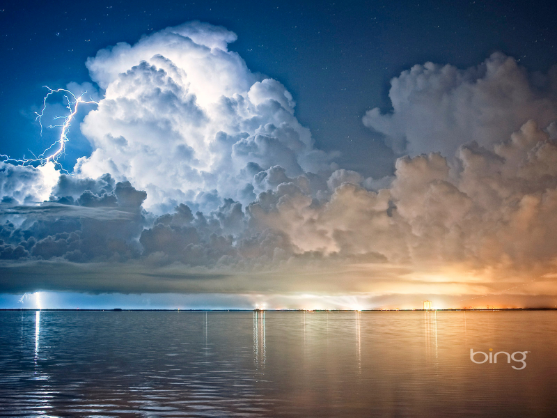 Cape Canaveral, Florida, США, небо, тучи, молния, стихия