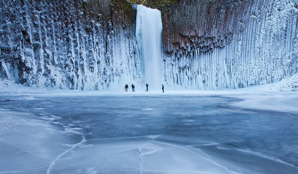 зимний водопад, лед