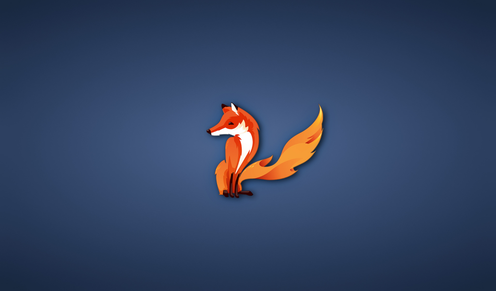 лиса, fox, минимализм, firefox, синий фон