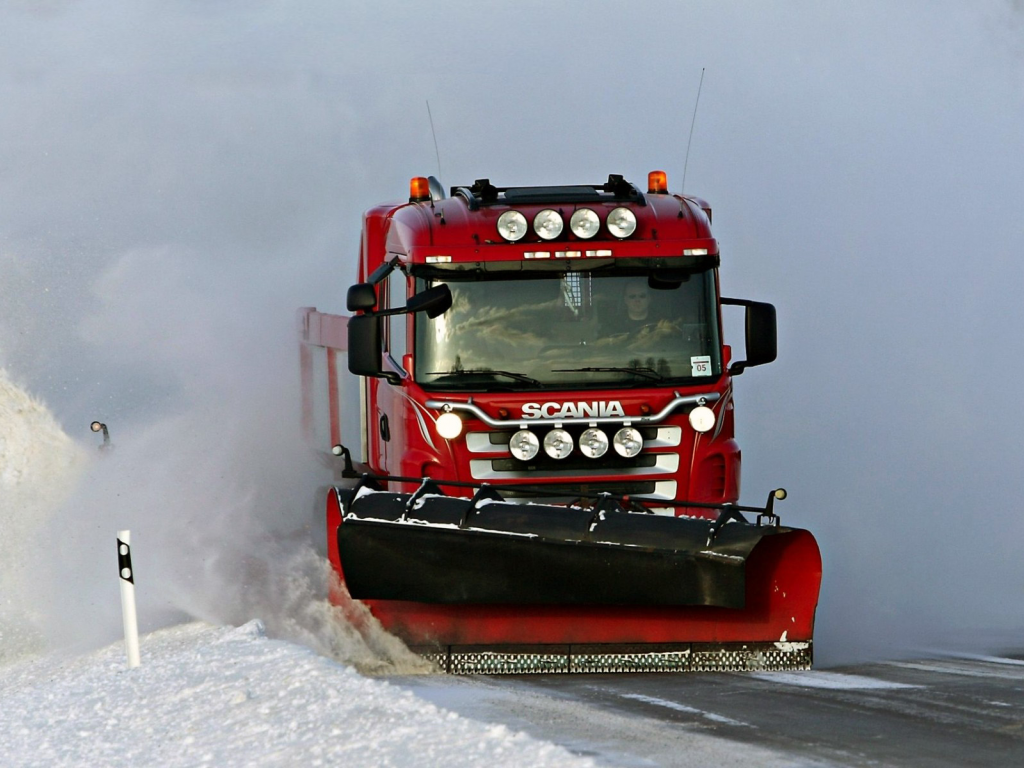Зима, снегоуборочная машина, Scania