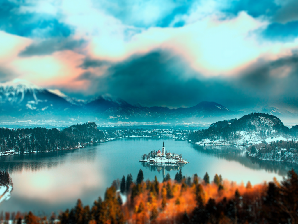 Slovenia, Bled lake, Словения, озера Блед, горы, лес