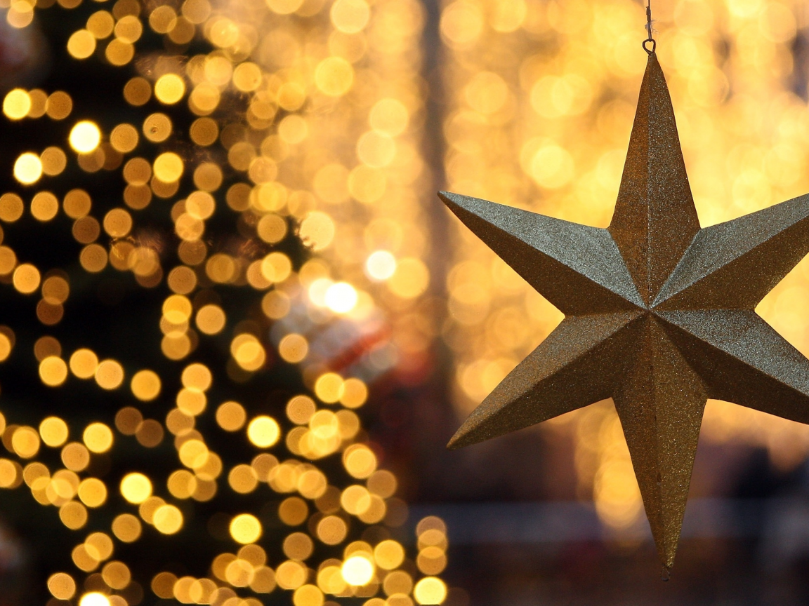 украшения, рождественская звезда, елка, новый год