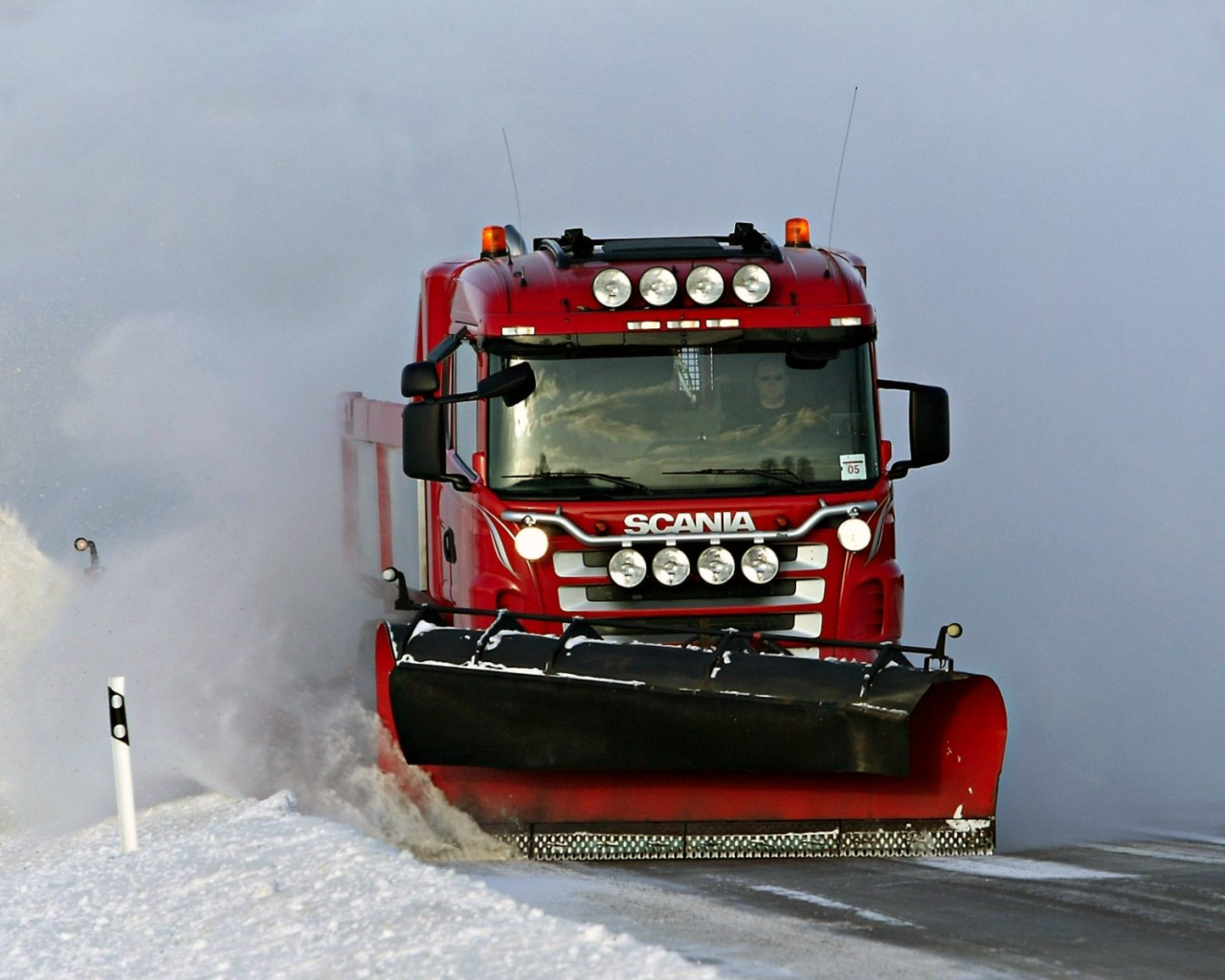 Зима, снегоуборочная машина, Scania