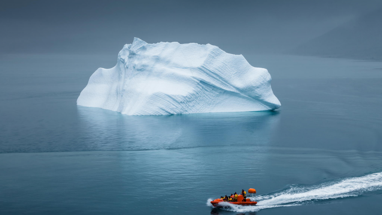 айсберг, спасательная шлюпка, гренландия