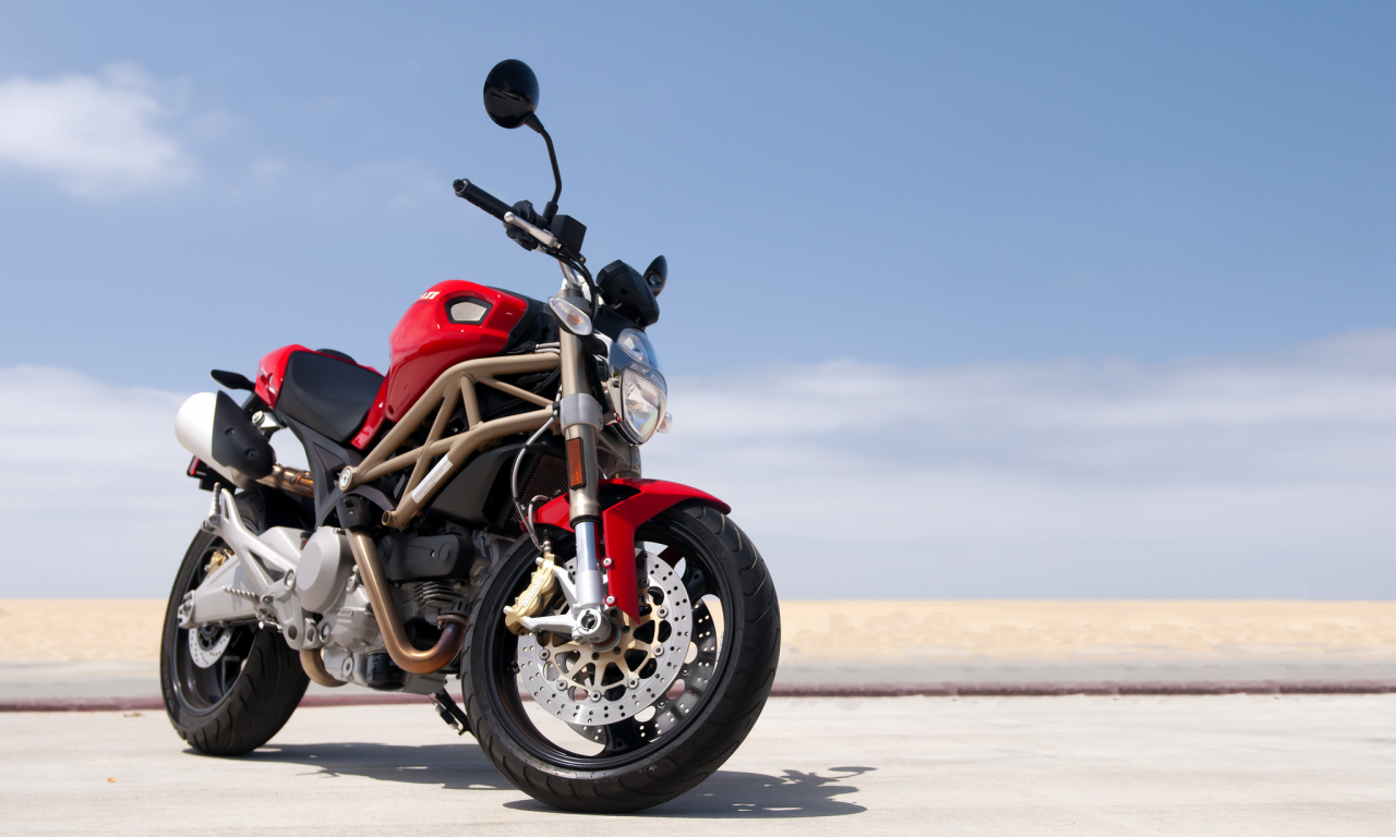 sky, ducati, beach, 696, road, monster, red