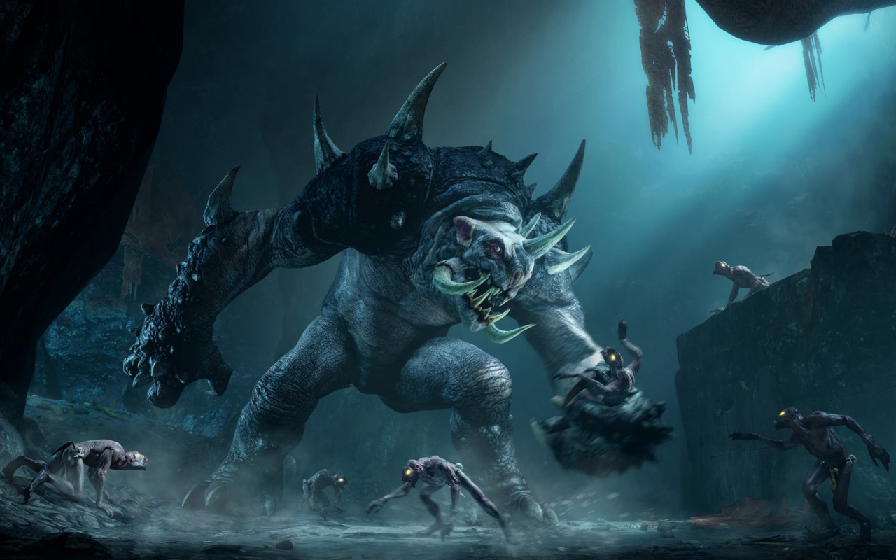 shadow of mordor, graug, monster, 3d