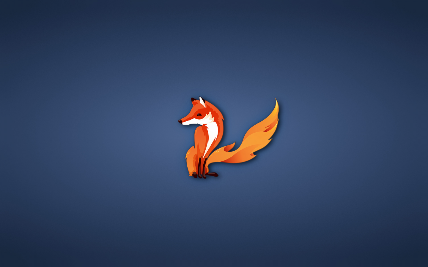 лиса, fox, минимализм, firefox, синий фон