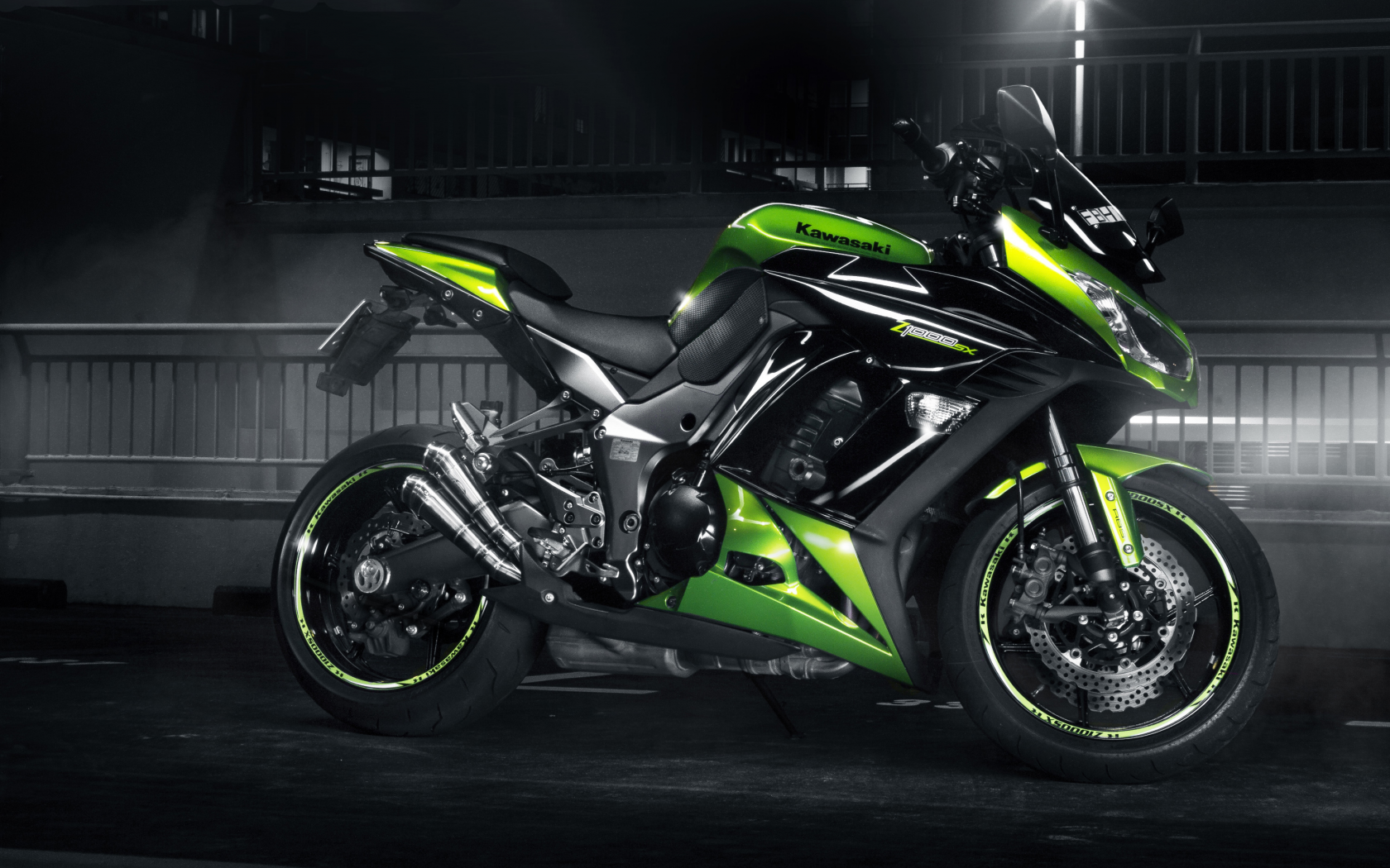 z 1000 sx, green, profile, спортивный мотоцикл, kawasaki