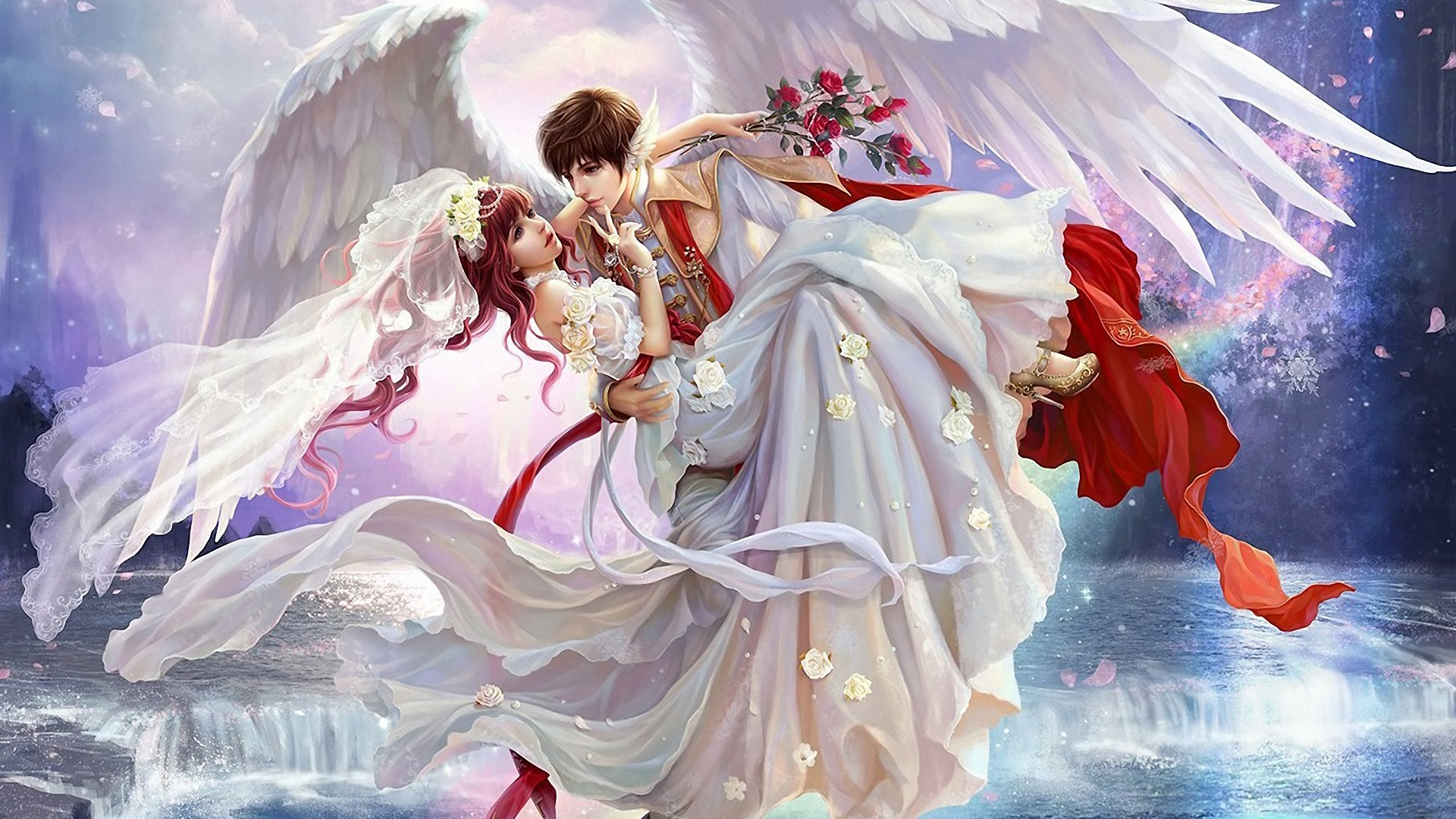 ангел, пара, любовь