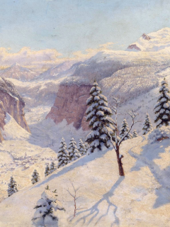 снег, зима, пейзаж, борис бессонов, горы, картина