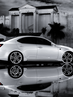 Lexus, IS 350, F Sport, лексус, отражение, белый, чб фото