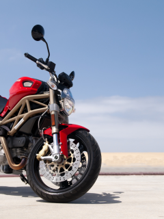 sky, ducati, beach, 696, road, monster, red