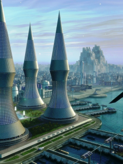 будущее, панорама города