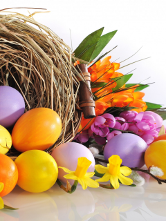 Easter, eggs, flowers, Пасха, яйца, цветы, нарциссы