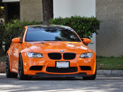 улица, bmw, orange.бмв, передок, оранжевый, дорога, m3, e92