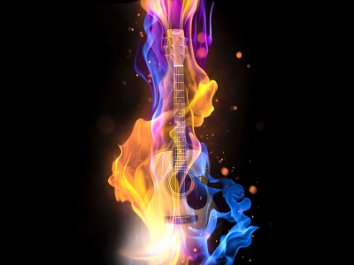музыка, бас-гитара, бас, гитара, огонь