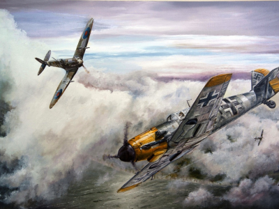 spitfire, bf 109, aviation, aircraft, me 109, airplane, dogfight, war