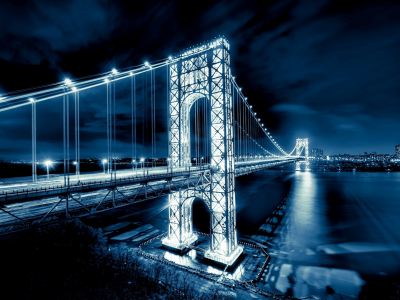 мост, подсветка, ночь