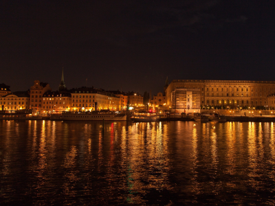 фон, stockholm, обои, ночь, стокгольм, набережная, огни