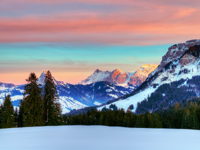снег, альпы, облака, швейцария, январь, горы, зима, небо