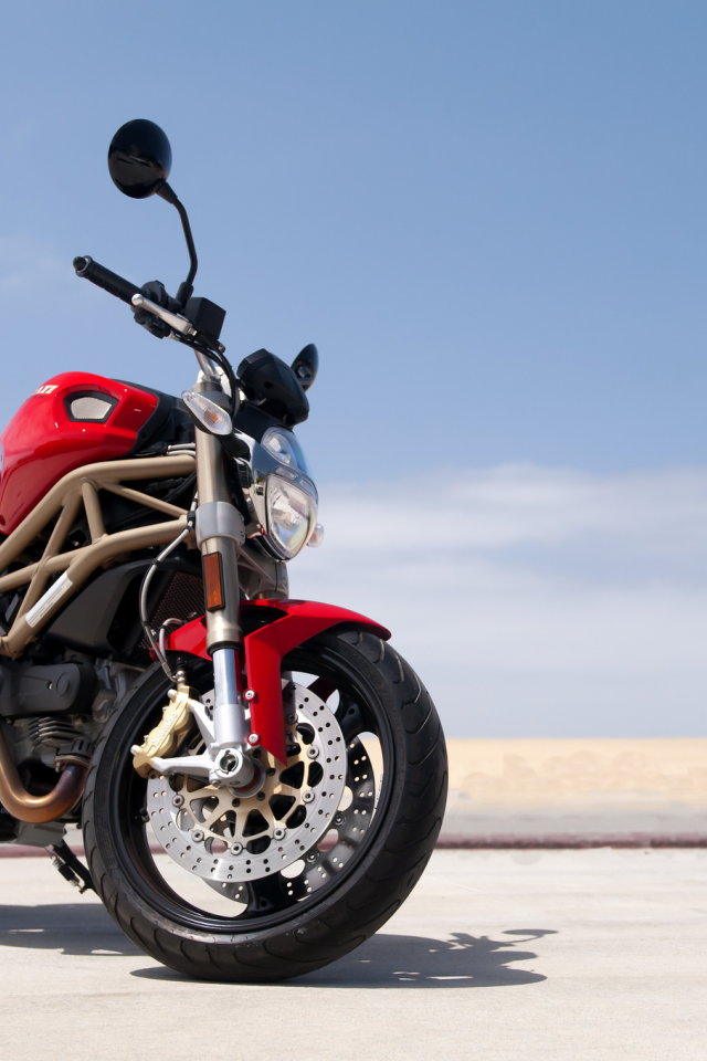 sky, ducati, beach, 696, road, monster, red