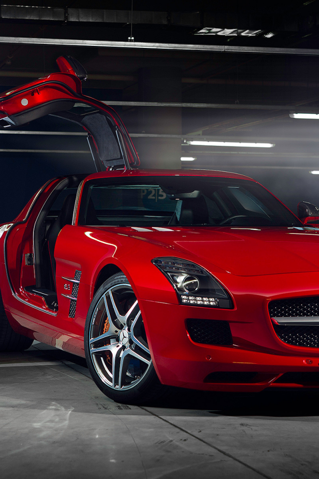 girl, beauty, supercar, amg, door, mercedes-benz, sls, red