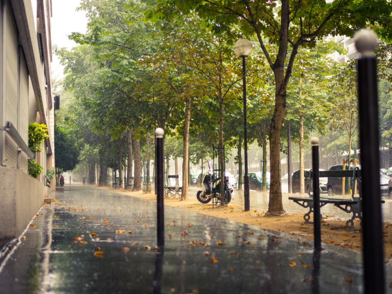 город, париж, дождь, paris, тротуар, улица, france, франция