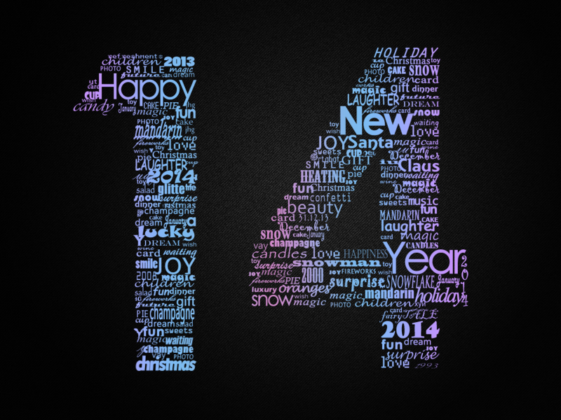 типографика, слова, новый год, 2014