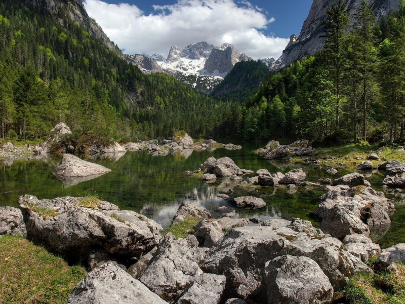 природа, реки, озера, вода, небо, камни