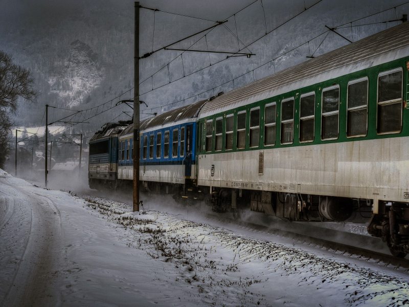 Фон, зима, горы, поезд, жд.