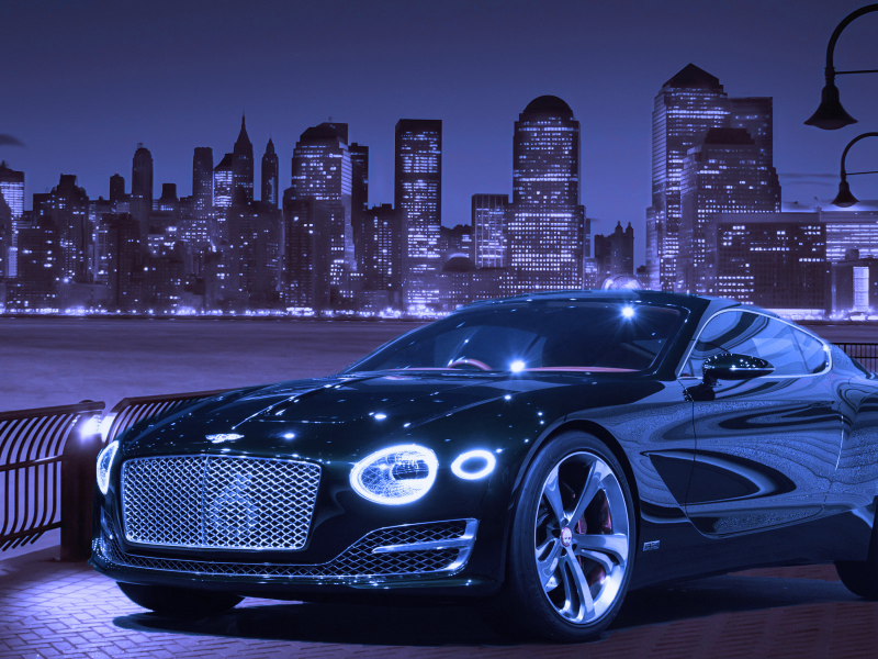Ночь, город, машина, Bentley EXP 10 Speed 6 