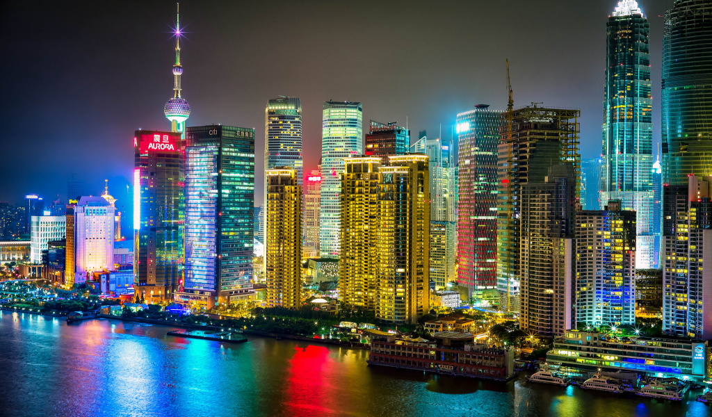 china, китай, shanghai, шанхай, здания, ночной город