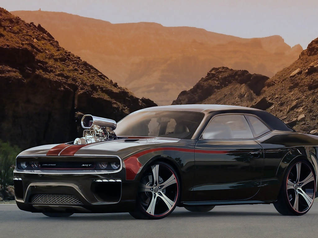 Фон, горы, машина, Dodge Chellenger Concept SRT