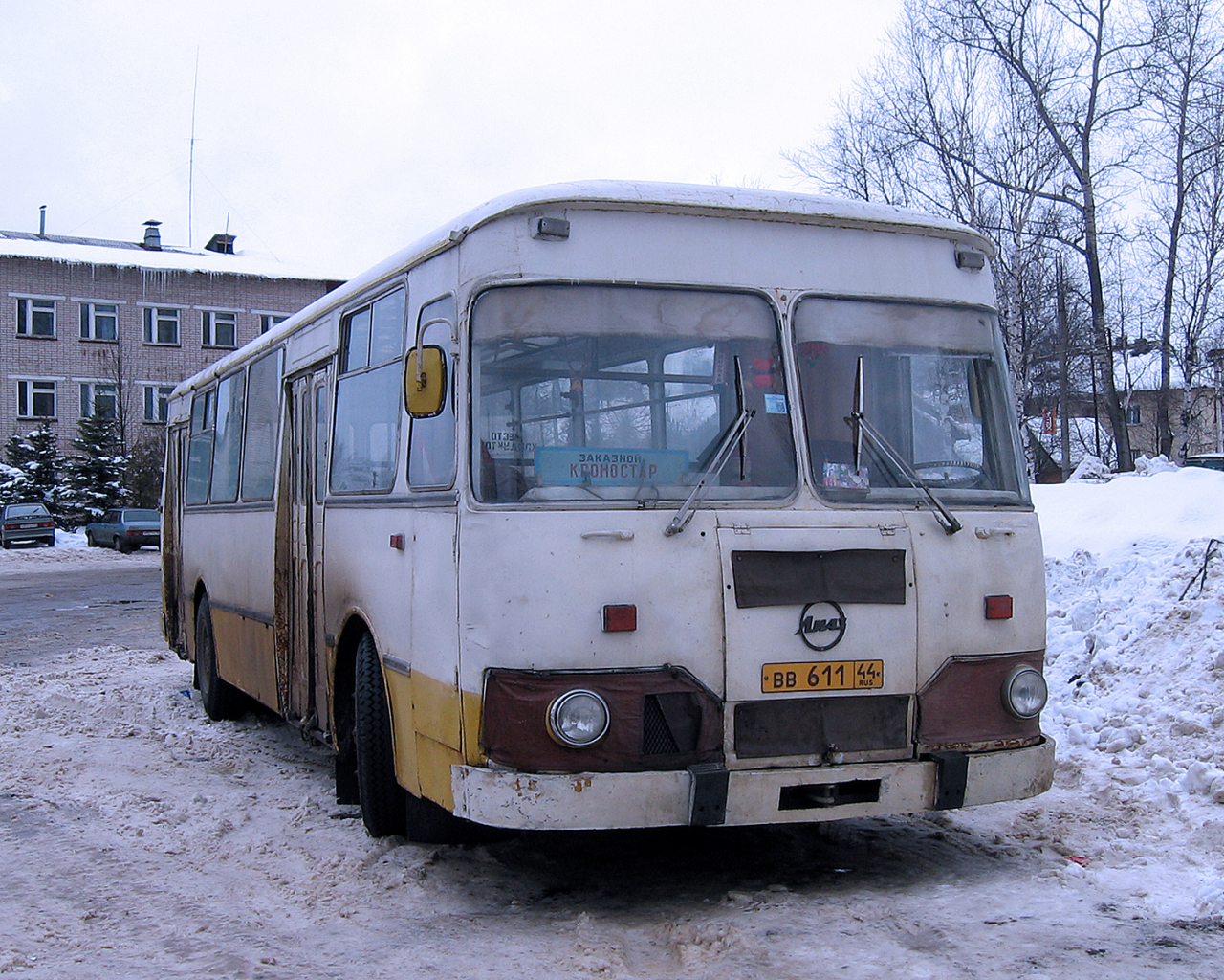 Город, зима, дорога, автобус, ЛИАЗ 677.