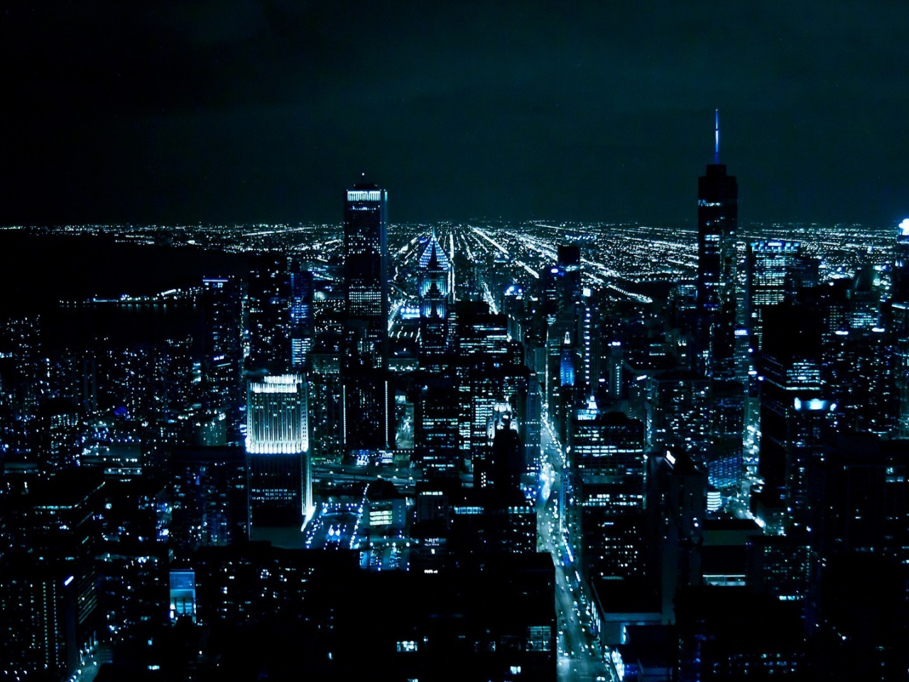 огни, мегаполис, chicago, город, ночь