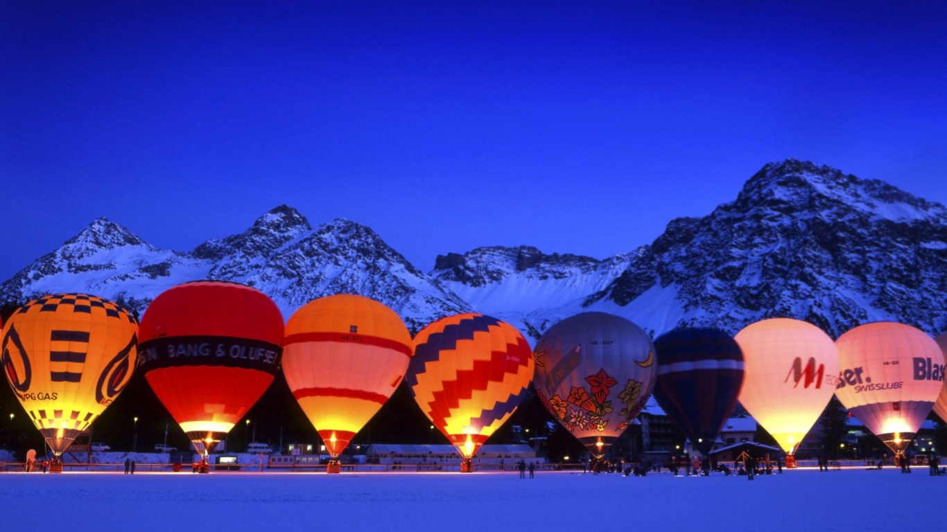небо, горы, фестиваль воздушных шаров