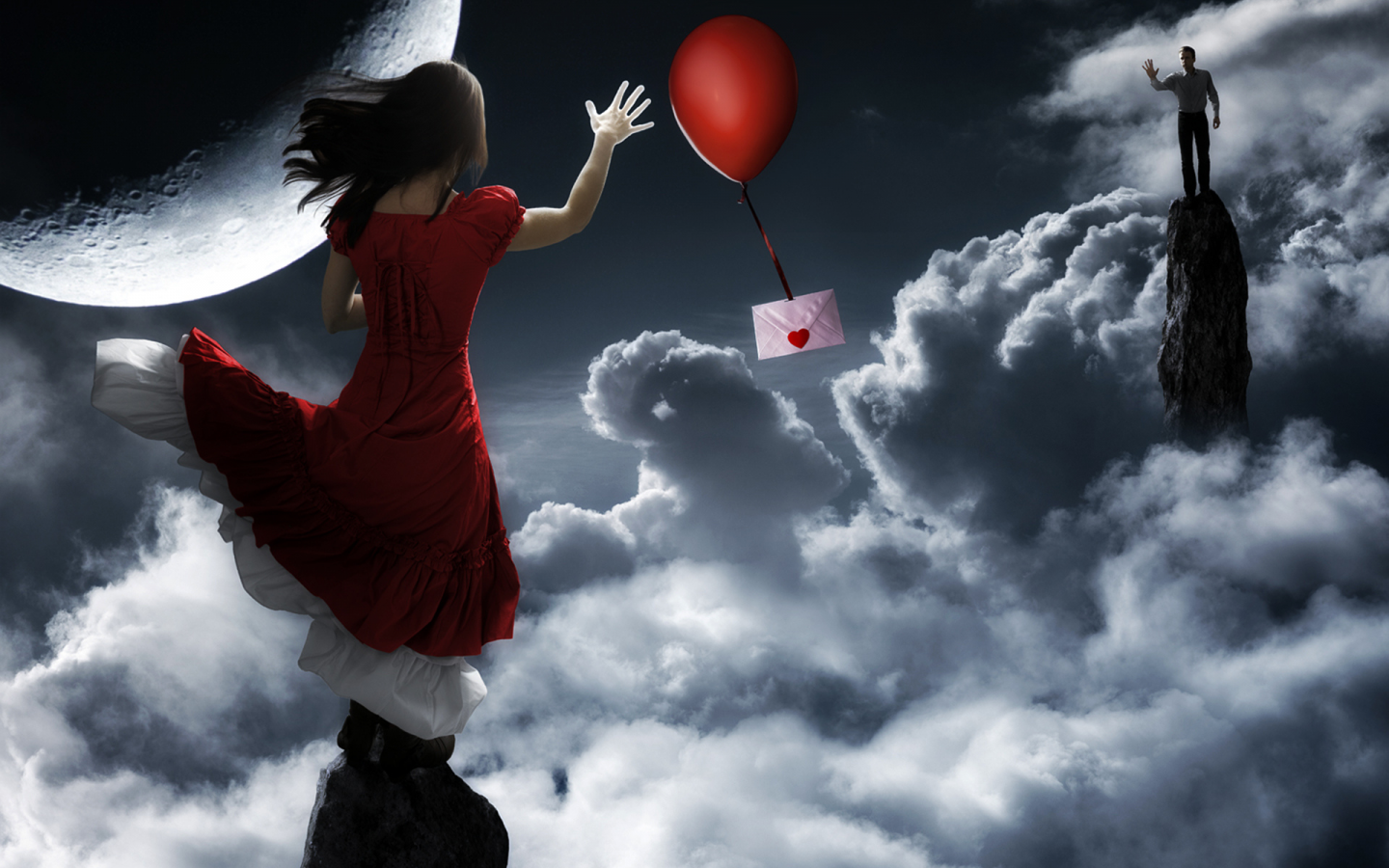 воздушный шарик, конверт, послание, любовь