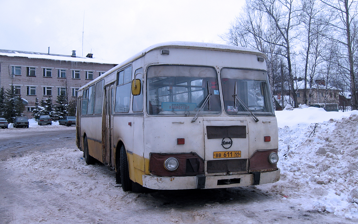 Город, зима, дорога, автобус, ЛИАЗ 677.