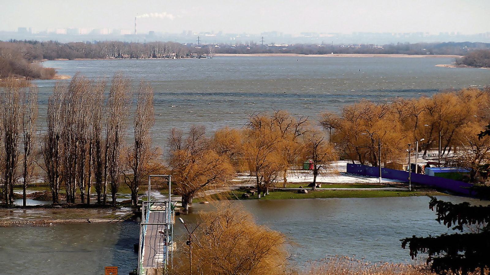 Мост, река, город, половодье, Россия, Азов, Ростов на Дону.