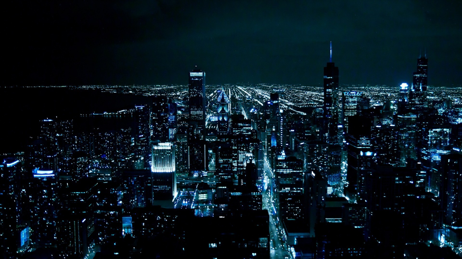 огни, мегаполис, chicago, город, ночь