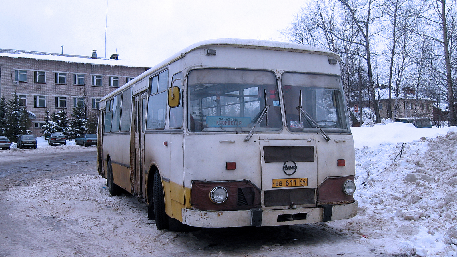 Город, зима, дорога, автобус, ЛИАЗ 677.