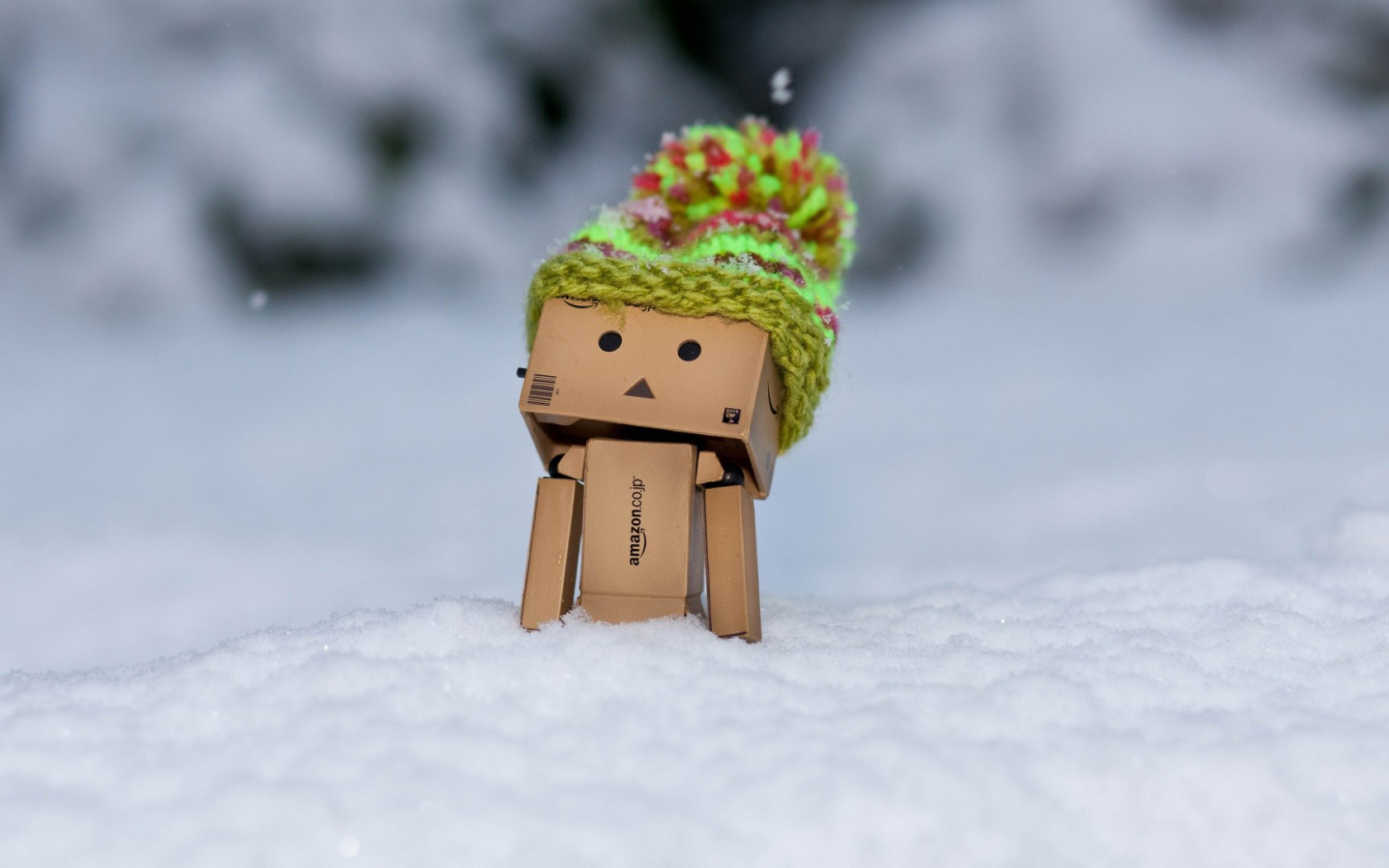 снег, danbo, коробка, коробочный человечек, зима, amazon