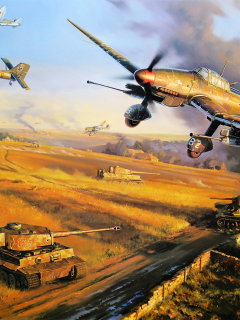 ww2, art, war, dogfight, german aircraft, drawing, aviation art, junker ju 87, army, painting