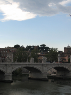 Италия, Рим, Лацио, город, мост, Тибр, собор, церковь, Ватикан, Ponte Vittorio Emanuele II, Italia, Roma, Lazio