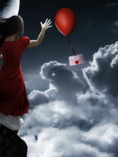 воздушный шарик, конверт, послание, любовь